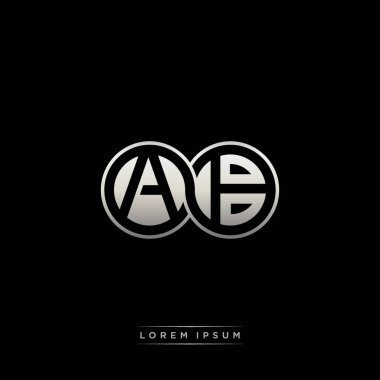 İlk harf bağlı daire sermaye monogramı logosu modern şablon altın rengi versiyonu siyah arkaplan üzerinde izole