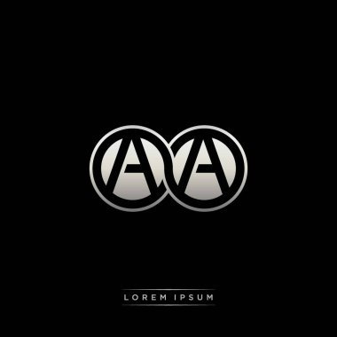 İlk harf bağlı daire sermaye monogramı logosu modern şablon altın rengi versiyonu siyah arkaplan üzerinde izole