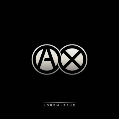 İlk harf bağlı daire sermaye monogramı logosu modern şablon altın rengi versiyonu siyah arkaplan üzerinde izole