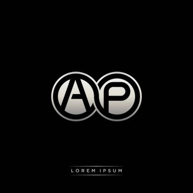 İlk harf bağlı daire sermaye monogramı logosu modern şablon altın rengi versiyonu siyah arkaplan üzerinde izole