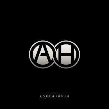 İlk harf bağlı daire sermaye monogramı logosu modern şablon altın rengi versiyonu siyah arkaplan üzerinde izole