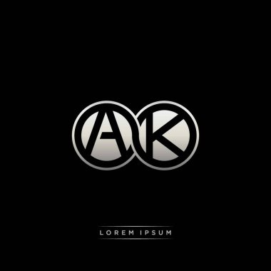 İlk harf bağlı daire sermaye monogramı logosu modern şablon altın rengi versiyonu siyah arkaplan üzerinde izole