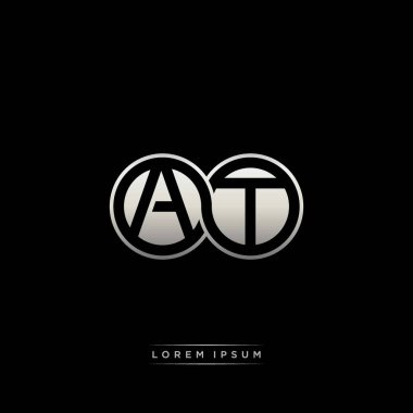 İlk harf bağlı daire sermaye monogramı logosu modern şablon altın rengi versiyonu siyah arkaplan üzerinde izole