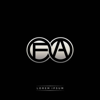 İlk harf bağlı daire sermaye monogramı logosu modern şablon altın rengi versiyonu siyah arkaplan üzerinde izole