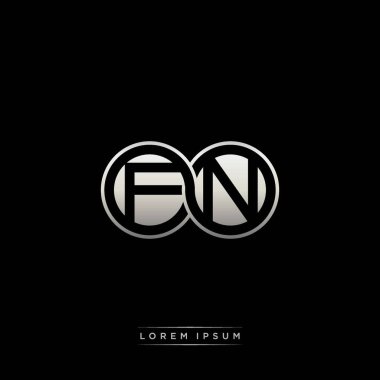 İlk harf bağlı daire sermaye monogramı logosu modern şablon altın rengi versiyonu siyah arkaplan üzerinde izole