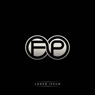 İlk harf bağlı daire sermaye monogramı logosu modern şablon altın rengi versiyonu siyah arkaplan üzerinde izole