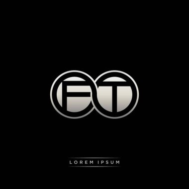 İlk harf bağlı daire sermaye monogramı logosu modern şablon altın rengi versiyonu siyah arkaplan üzerinde izole