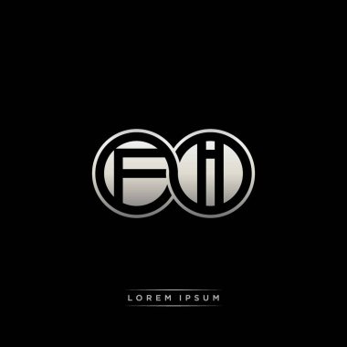 İlk harf bağlı daire sermaye monogramı logosu modern şablon altın rengi versiyonu siyah arkaplan üzerinde izole