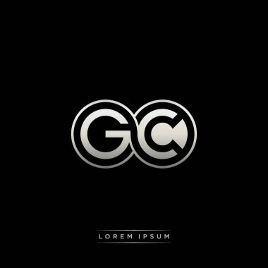 İlk harf bağlı daire sermaye monogramı logosu modern şablon altın rengi versiyonu siyah arkaplan üzerinde izole