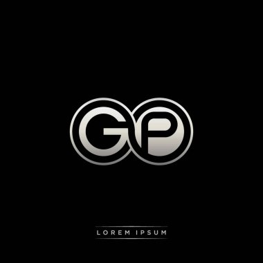 İlk harf bağlı daire sermaye monogramı logosu modern şablon altın rengi versiyonu siyah arkaplan üzerinde izole