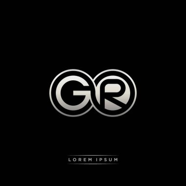 İlk harf bağlı daire sermaye monogramı logosu modern şablon altın rengi versiyonu siyah arkaplan üzerinde izole