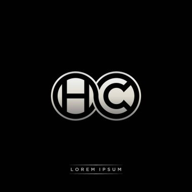 İlk harf bağlı daire sermaye monogramı logosu modern şablon altın rengi versiyonu siyah arkaplan üzerinde izole