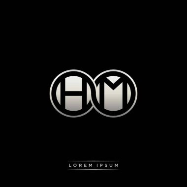 İlk harf bağlı daire sermaye monogramı logosu modern şablon altın rengi versiyonu siyah arkaplan üzerinde izole