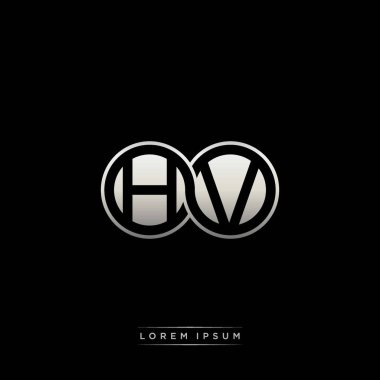 İlk harf bağlı daire sermaye monogramı logosu modern şablon altın rengi versiyonu siyah arkaplan üzerinde izole