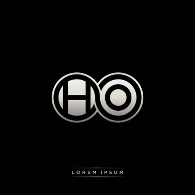 İlk harf bağlı daire sermaye monogramı logosu modern şablon altın rengi versiyonu siyah arkaplan üzerinde izole