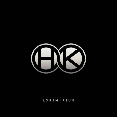 İlk harf bağlı daire sermaye monogramı logosu modern şablon altın rengi versiyonu siyah arkaplan üzerinde izole