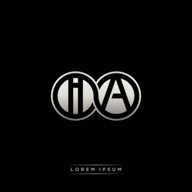 İlk harf bağlı daire sermaye monogramı logosu modern şablon altın rengi versiyonu siyah arkaplan üzerinde izole