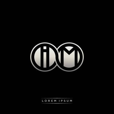 İlk harf bağlı daire sermaye monogramı logosu modern şablon altın rengi versiyonu siyah arkaplan üzerinde izole