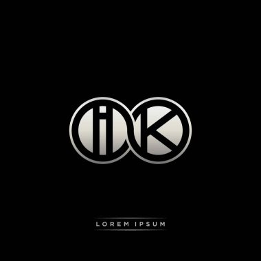 İlk harf bağlı daire sermaye monogramı logosu modern şablon altın rengi versiyonu siyah arkaplan üzerinde izole