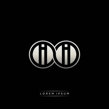 İlk harf bağlı daire sermaye monogramı logosu modern şablon altın rengi versiyonu siyah arkaplan üzerinde izole