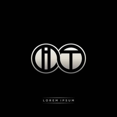 İlk harf bağlı daire sermaye monogramı logosu modern şablon altın rengi versiyonu siyah arkaplan üzerinde izole