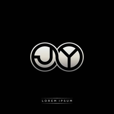 İlk harf bağlı daire sermaye monogramı logosu modern şablon altın rengi versiyonu siyah arkaplan üzerinde izole