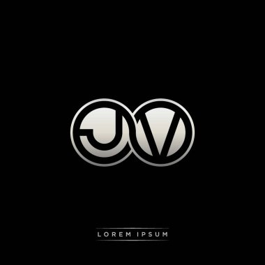 İlk harf bağlı daire sermaye monogramı logosu modern şablon altın rengi versiyonu siyah arkaplan üzerinde izole