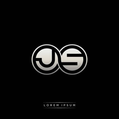 İlk harf bağlı daire sermaye monogramı logosu modern şablon altın rengi versiyonu siyah arkaplan üzerinde izole