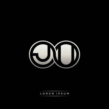 İlk harf bağlı daire sermaye monogramı logosu modern şablon altın rengi versiyonu siyah arkaplan üzerinde izole