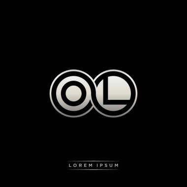 İlk harf bağlı daire sermaye monogramı logosu modern şablon altın rengi versiyonu siyah arkaplan üzerinde izole