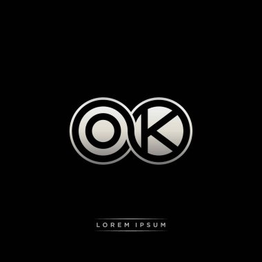 İlk harf bağlı daire sermaye monogramı logosu modern şablon altın rengi versiyonu siyah arkaplan üzerinde izole