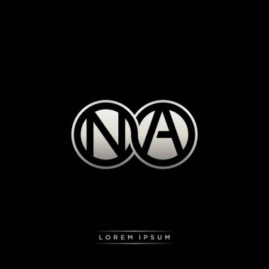 İlk harf bağlı daire sermaye monogramı logosu modern şablon altın rengi versiyonu siyah arkaplan üzerinde izole