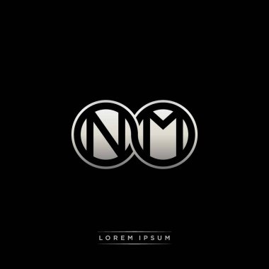 İlk harf bağlı daire sermaye monogramı logosu modern şablon altın rengi versiyonu siyah arkaplan üzerinde izole