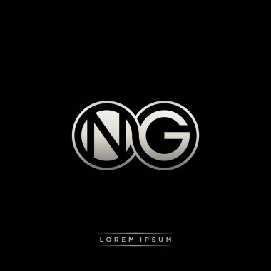 İlk harf bağlı daire sermaye monogramı logosu modern şablon altın rengi versiyonu siyah arkaplan üzerinde izole