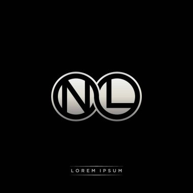 İlk harf bağlı daire sermaye monogramı logosu modern şablon altın rengi versiyonu siyah arkaplan üzerinde izole