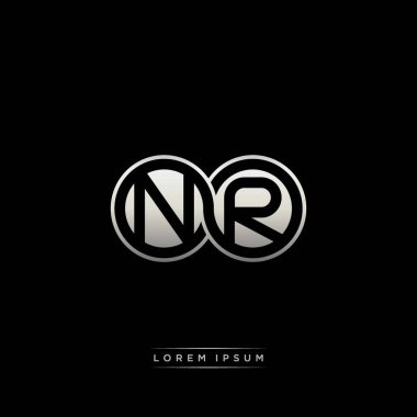 İlk harf bağlı daire sermaye monogramı logosu modern şablon altın rengi versiyonu siyah arkaplan üzerinde izole