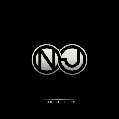 İlk harf bağlı daire sermaye monogramı logosu modern şablon altın rengi versiyonu siyah arkaplan üzerinde izole