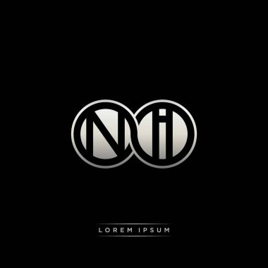 İlk harf bağlı daire sermaye monogramı logosu modern şablon altın rengi versiyonu siyah arkaplan üzerinde izole