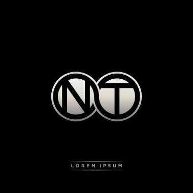 İlk harf bağlı daire sermaye monogramı logosu modern şablon altın rengi versiyonu siyah arkaplan üzerinde izole