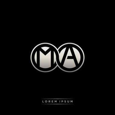 İlk harf bağlı daire sermaye monogramı logosu modern şablon altın rengi versiyonu siyah arkaplan üzerinde izole