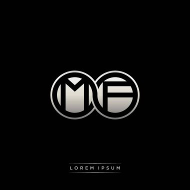 İlk harf bağlı daire sermaye monogramı logosu modern şablon altın rengi versiyonu siyah arkaplan üzerinde izole