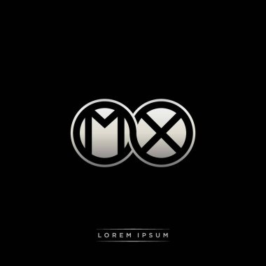 İlk harf bağlı daire sermaye monogramı logosu modern şablon altın rengi versiyonu siyah arkaplan üzerinde izole