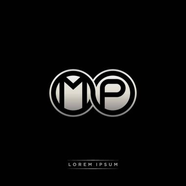 İlk harf bağlı daire sermaye monogramı logosu modern şablon altın rengi versiyonu siyah arkaplan üzerinde izole