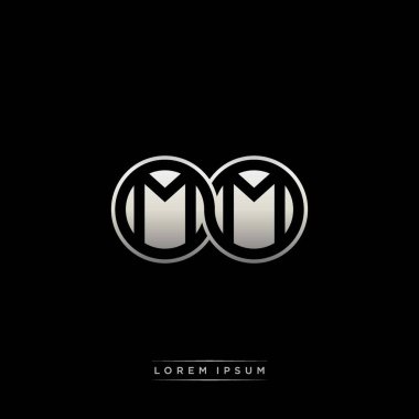 İlk harf bağlı daire sermaye monogramı logosu modern şablon altın rengi versiyonu siyah arkaplan üzerinde izole