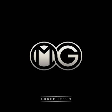 İlk harf bağlı daire sermaye monogramı logosu modern şablon altın rengi versiyonu siyah arkaplan üzerinde izole