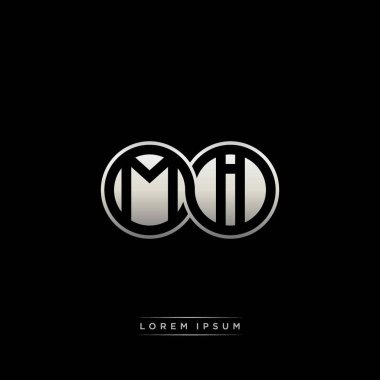 İlk harf bağlı daire sermaye monogramı logosu modern şablon altın rengi versiyonu siyah arkaplan üzerinde izole