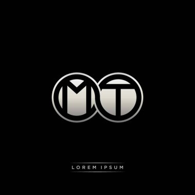 İlk harf bağlı daire sermaye monogramı logosu modern şablon altın rengi versiyonu siyah arkaplan üzerinde izole