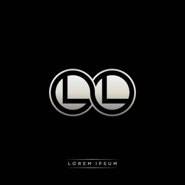 İlk harf bağlı daire sermaye monogramı logosu modern şablon altın rengi versiyonu siyah arkaplan üzerinde izole