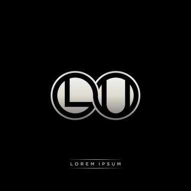 İlk harf bağlı daire sermaye monogramı logosu modern şablon altın rengi versiyonu siyah arkaplan üzerinde izole