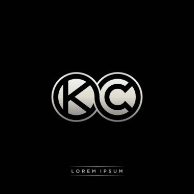 İlk harf bağlı daire sermaye monogramı logosu modern şablon altın rengi versiyonu siyah arkaplan üzerinde izole